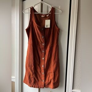 Levi's Dress Womens M Burnt Orange/Rust Corduroy Button Front Mini Scoop Neck